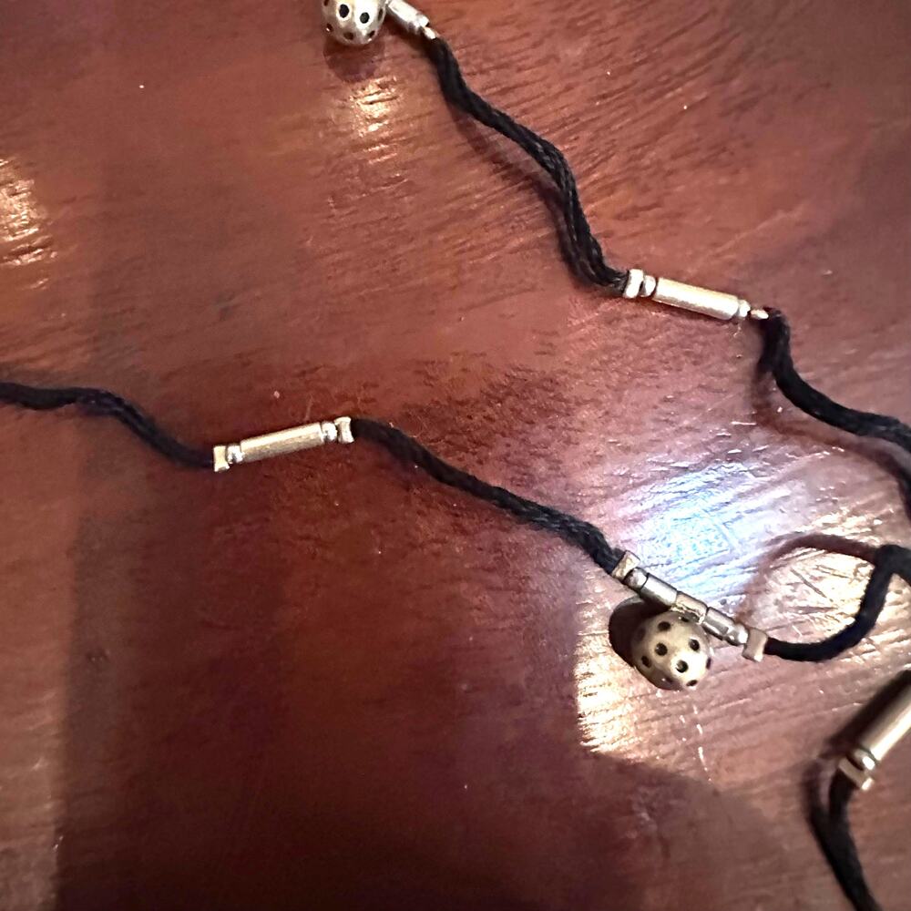 Madewell Boho Necklace NWT Black Cord Gold tone Silver Tone 30" Long Jewelry
